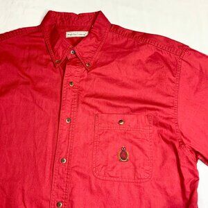 Vintage 90s Bugle Boy Company Red Short Sleeve Button Down Shirt Men's XL